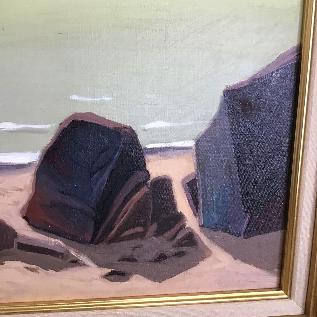 絵画　油彩画　日没　８号　鄭義富作　韓国アーティスト　共箱　S1017KG