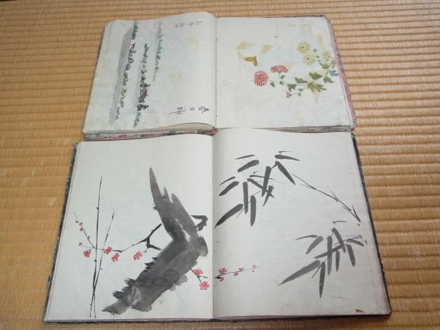 明治30年頃◆桐生市実業家『前原悠一郎』直筆 色付き水墨画集 2冊各100ページ