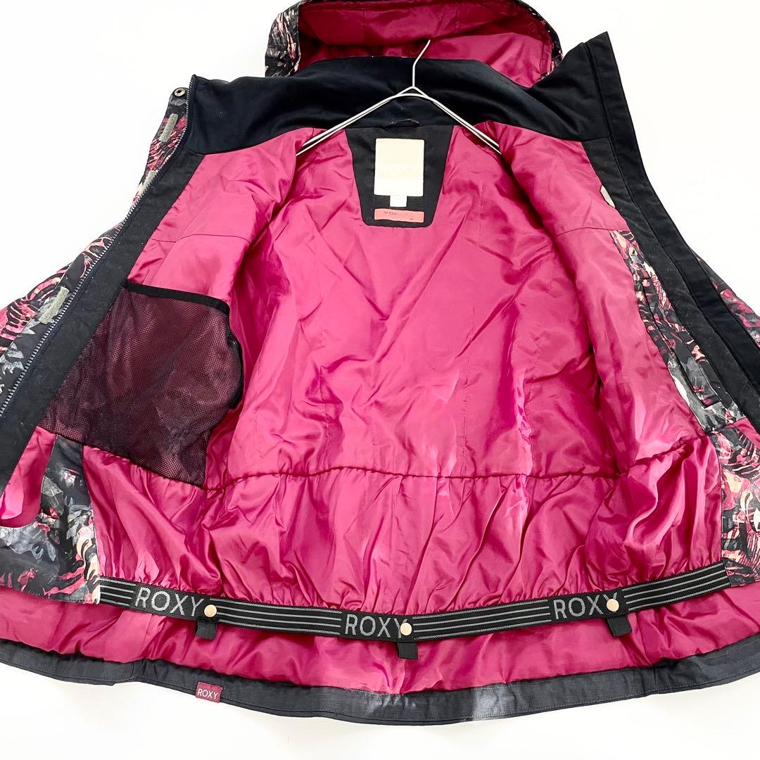 4473【美品】ROXY スノボウェア レディース 花柄 ジャケット ブラック