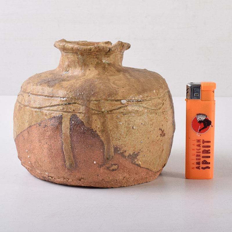 コロンビア渓谷焼　両志庵窯　大木宗完作　蹲（うづくまる）壷　共箱　V　R8721