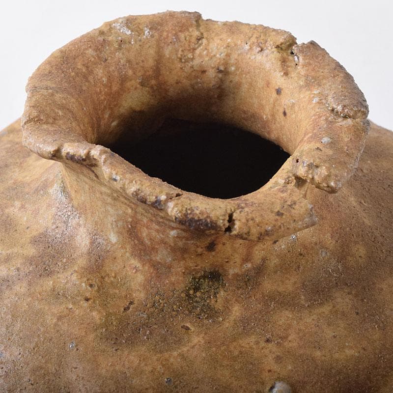 コロンビア渓谷焼　両志庵窯　大木宗完作　蹲（うづくまる）壷　共箱　V　R8721