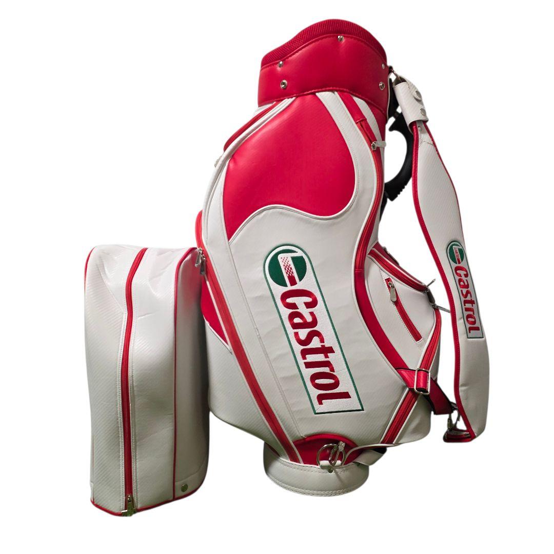 Castrol キャディバッグ 赤白 三点式 カストロール 希少 レア