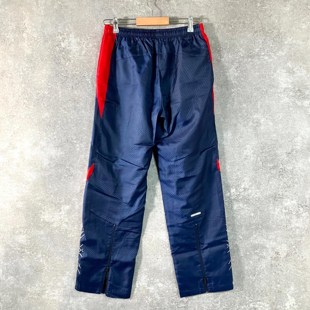 asics　トラックパンツ　ネイビー　フルレングス　フィットネス　スポーツ