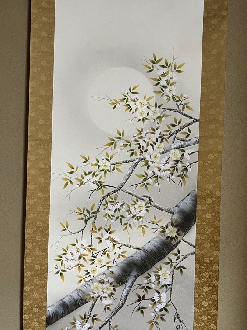 【月下桜】流月作掛け軸　レプリカ　木箱有り