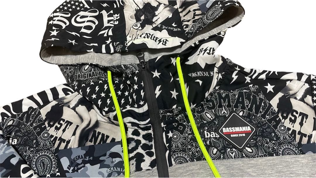 バスマニア セットアップ M ジャージ 上下 bassmania グレー フード