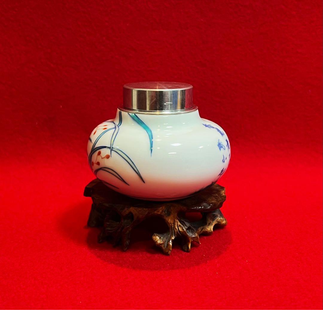 茶道具 鍋島焼 茶入 茶筒 香風君子 煎茶道具