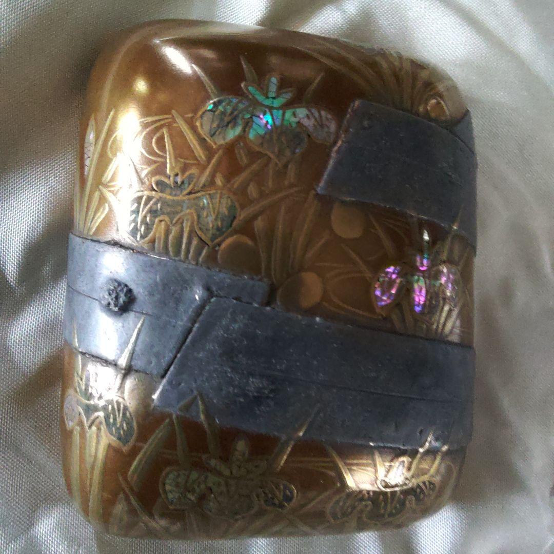 金地　八ツ橋蒔絵文庫形香合