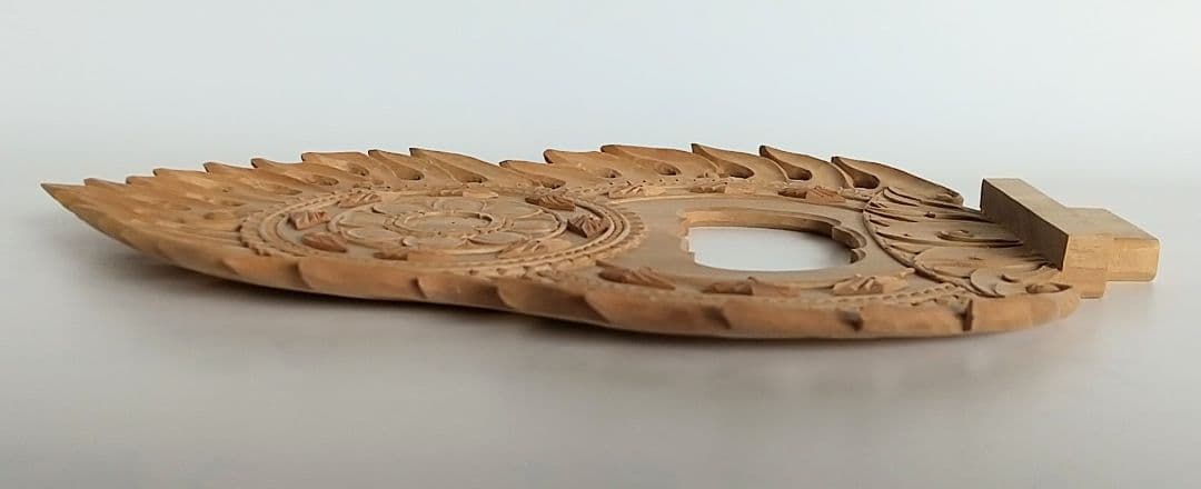 光背(3.5寸坐像用)#424 透し彫 火焔 ◆白檀 木彫 仏像付属品