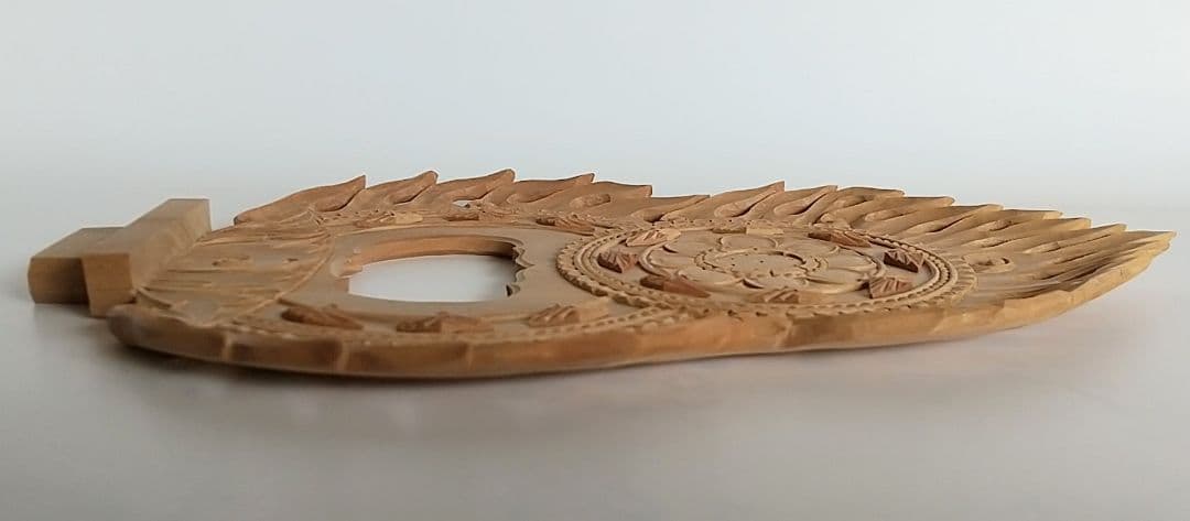 光背(3.5寸坐像用)#424 透し彫 火焔 ◆白檀 木彫 仏像付属品