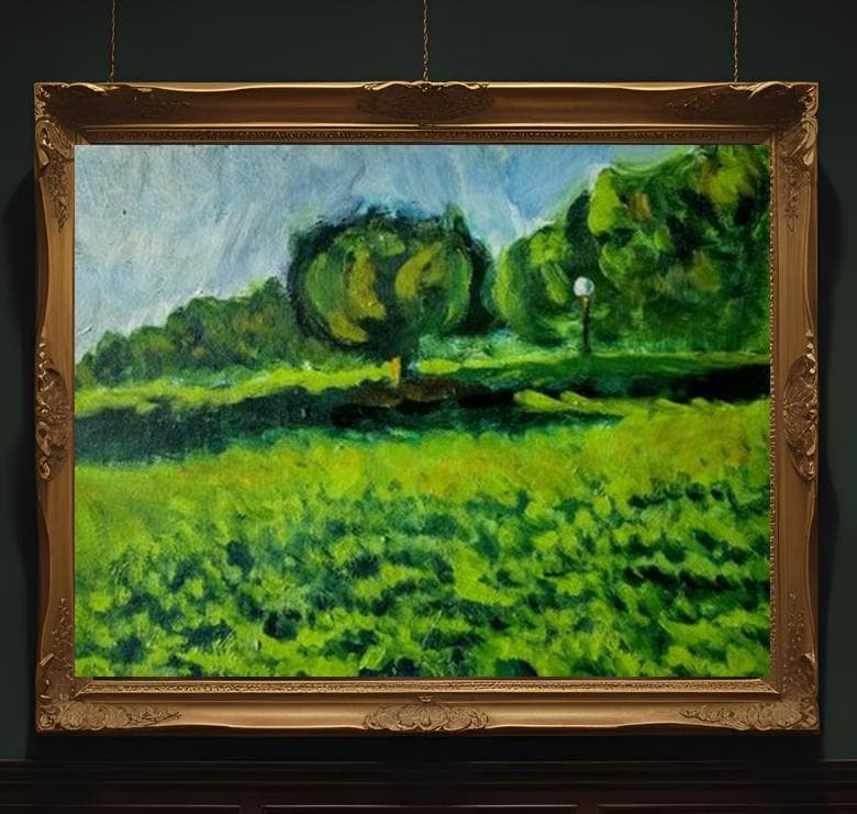 27×34㎝「公園」油彩・原画・F5 ・フレーム無し