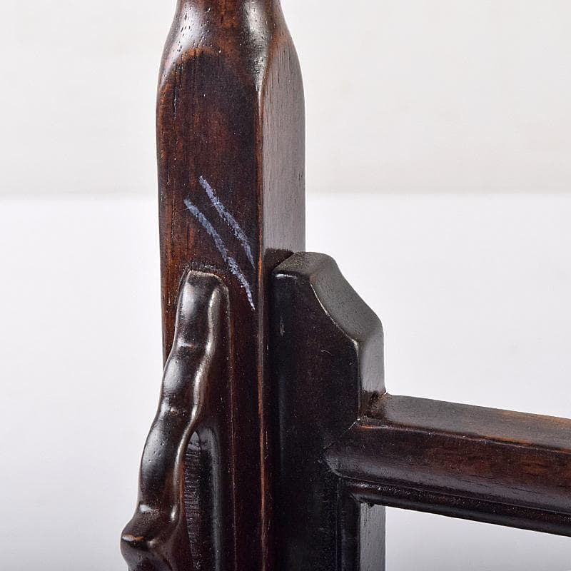 書道具　野崎松寿造　唐木紫檀製　 龍雕　筆掛　筆吊　V　R7943B