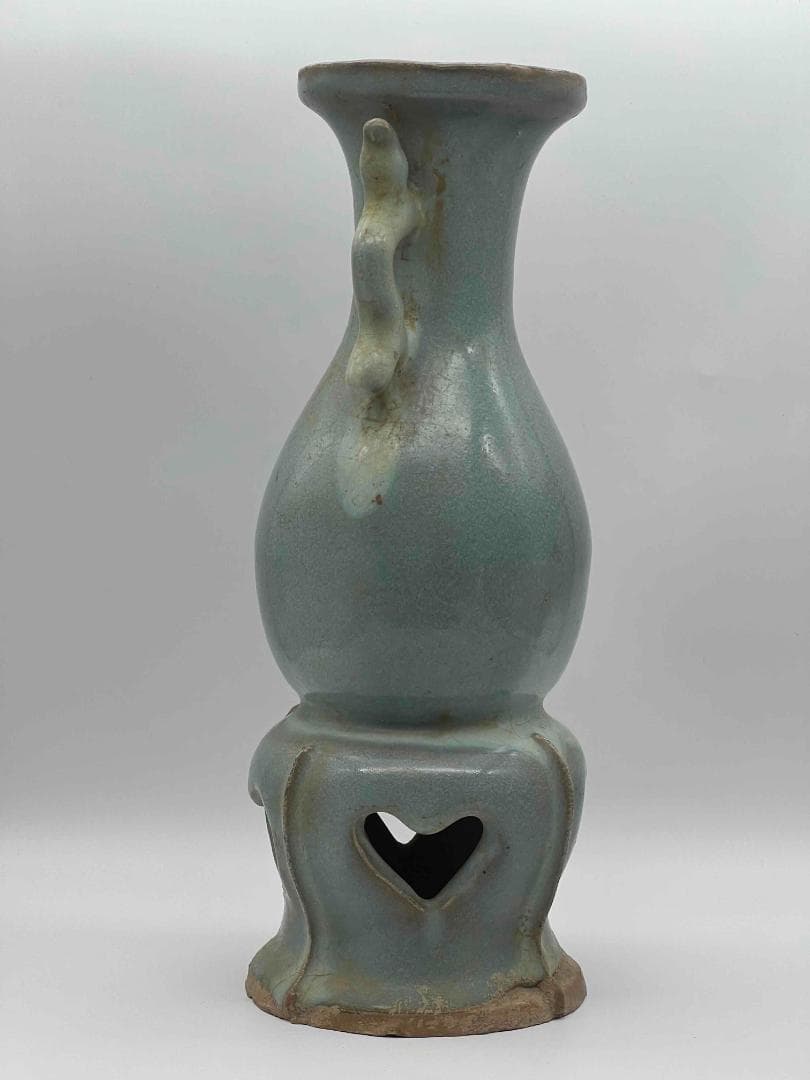 北宋時代　鈞窯広口双龍耳台座型香炉 天青釉瓶　窯変釉尊 水注(C-62)