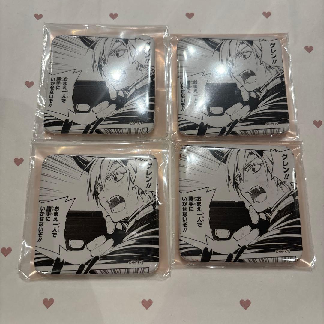 終わりのセラフ DMMスクラッチ スクエア缶バッジ　柊深夜 4個