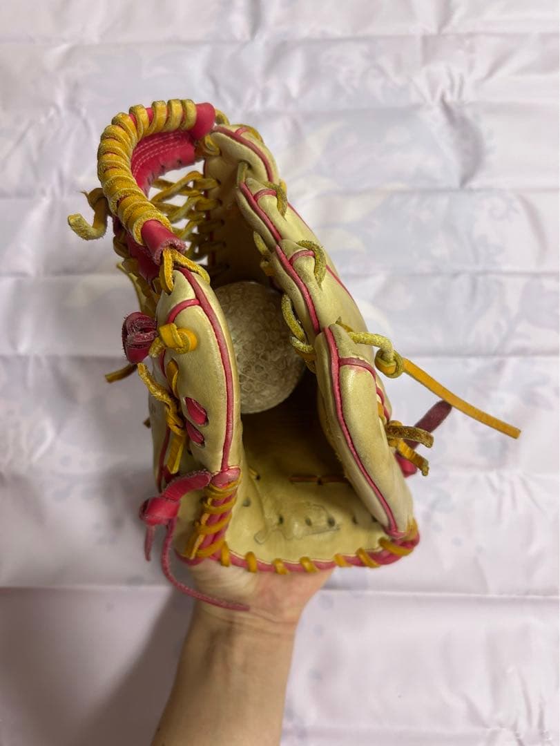 スラッガー　内野用　軟式グローブ キャメル/ピンク オーダー