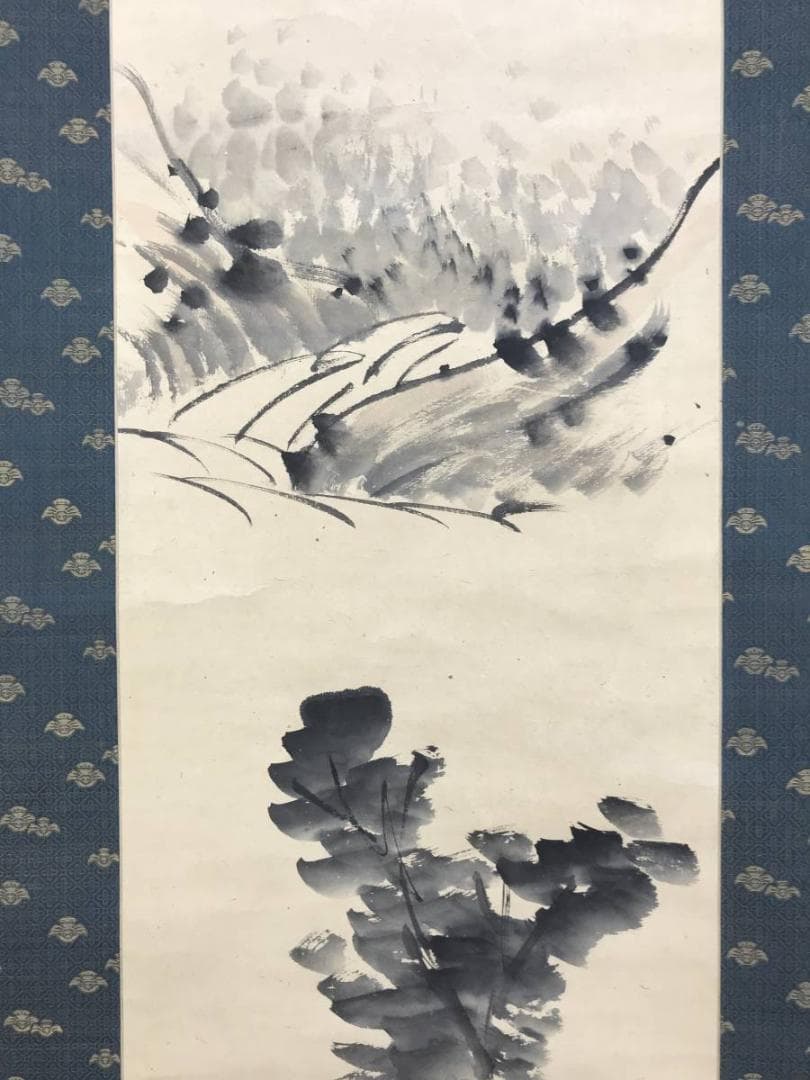 真作/藤本鉄石/鐵石/淡彩山水図/山水図//掛軸☆宝船☆AE-423