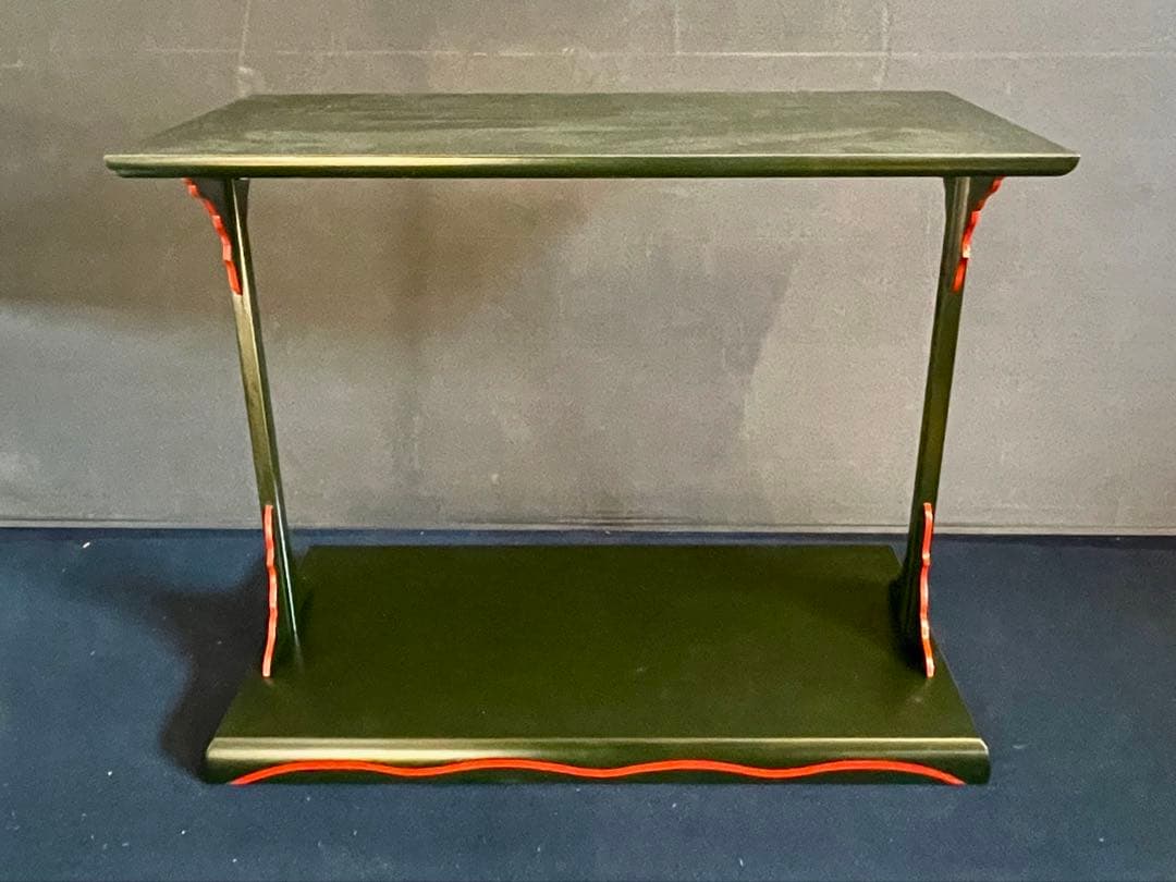 割引❣️【最高級品質 美品】 「母」川瀬表完 青漆一閑爪紅 及台子 共箱（F完）