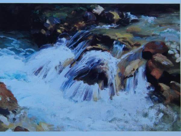 サージェント、渓流、希少画集画、新品高級額、額装付、状態良好、油彩
