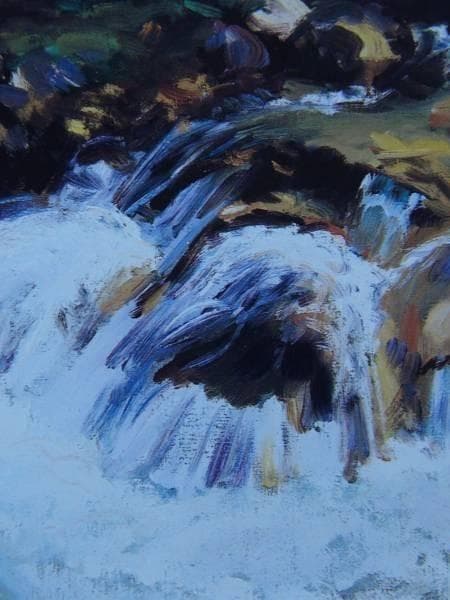 サージェント、渓流、希少画集画、新品高級額、額装付、状態良好、油彩