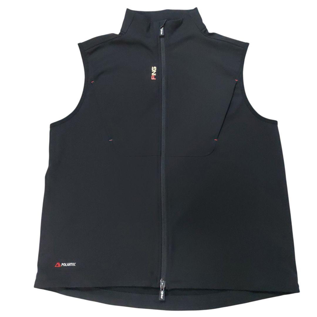 PING POLARTEC 裏起毛 薄手 ベスト ダブルジップ 黒 Lサイズ