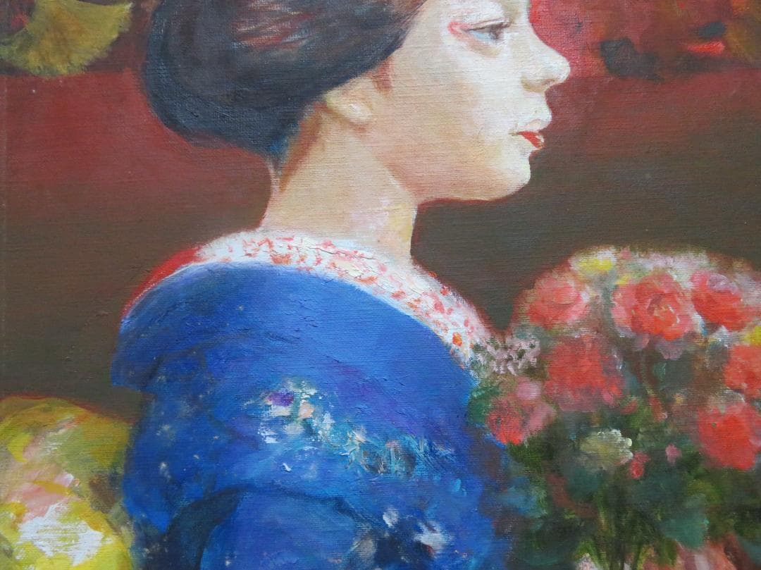 ◆　山岡恒二　「舞妓」　F6油彩　独立会　須田賞　師：須田国太郎　真作保証 　◆