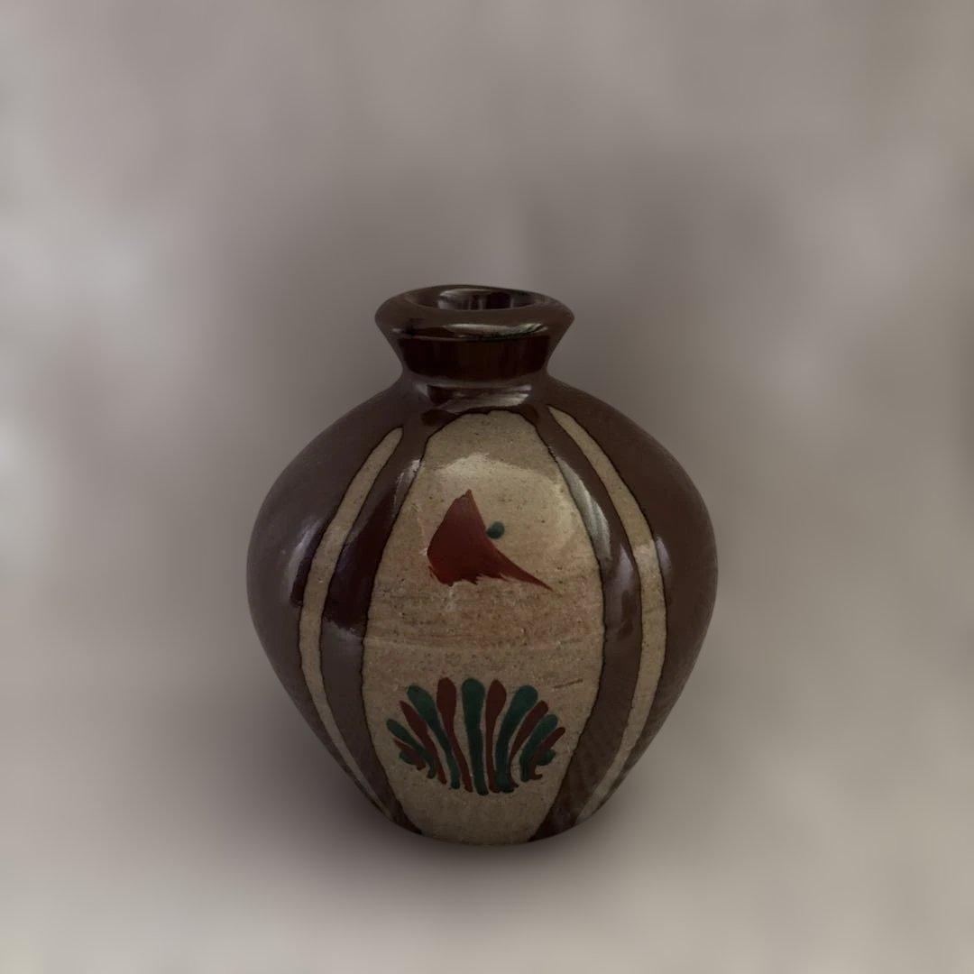 濱田友緒　柿釉赤絵花瓶