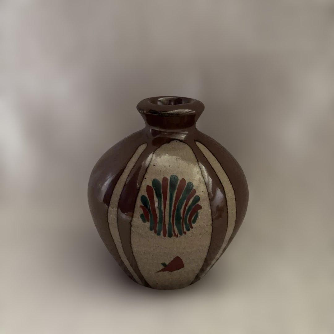 濱田友緒　柿釉赤絵花瓶