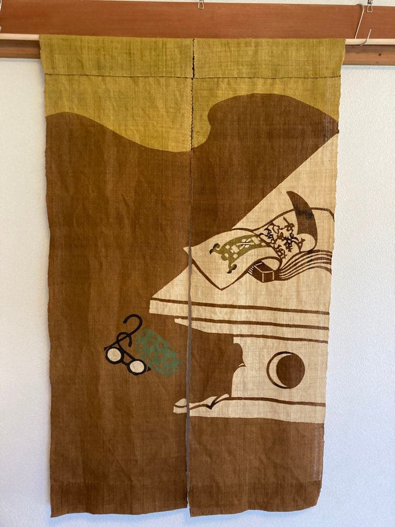 暖簾　型染め　自然布　麻　苧麻　手績み　民藝　芹沢銈介