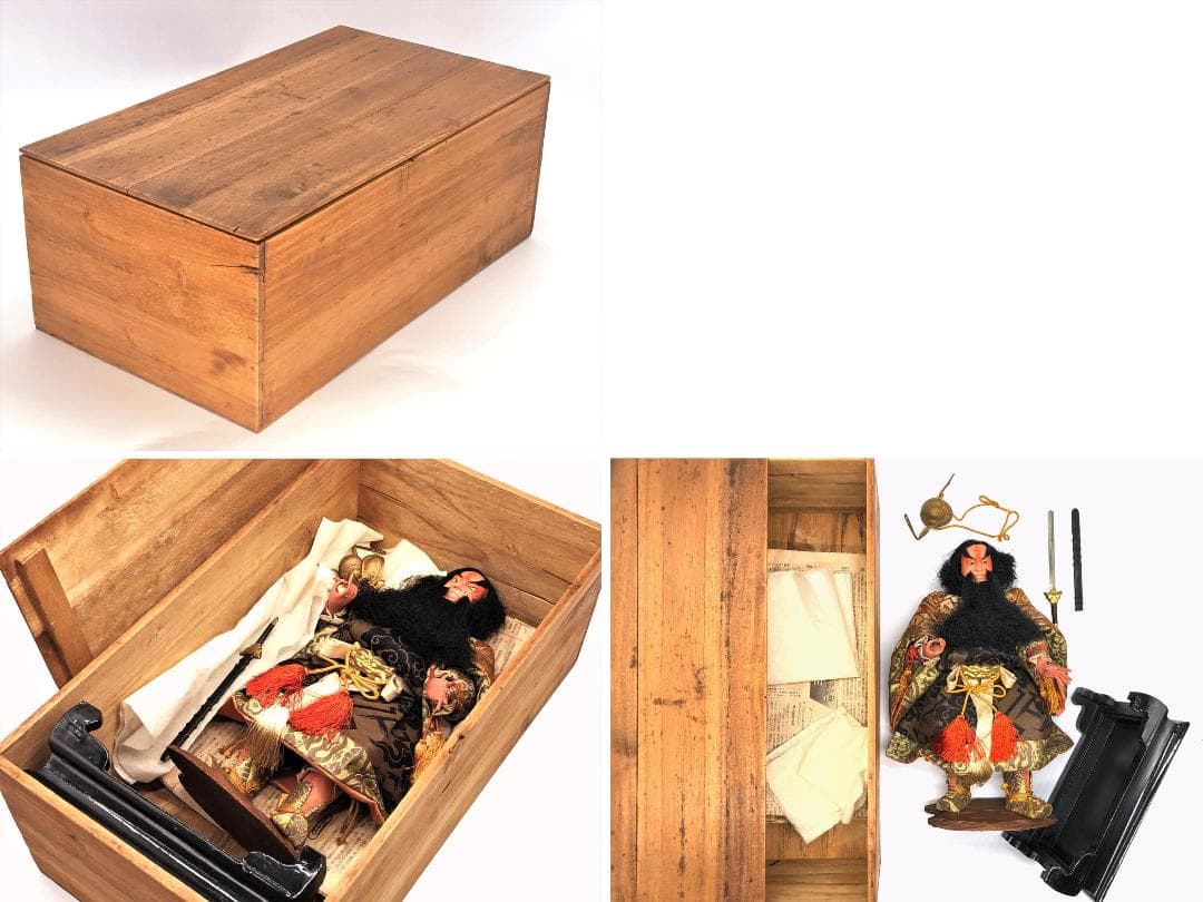 【 100年前の鍾馗さま 】　大正時代　オリジナル付属品、桐箱付