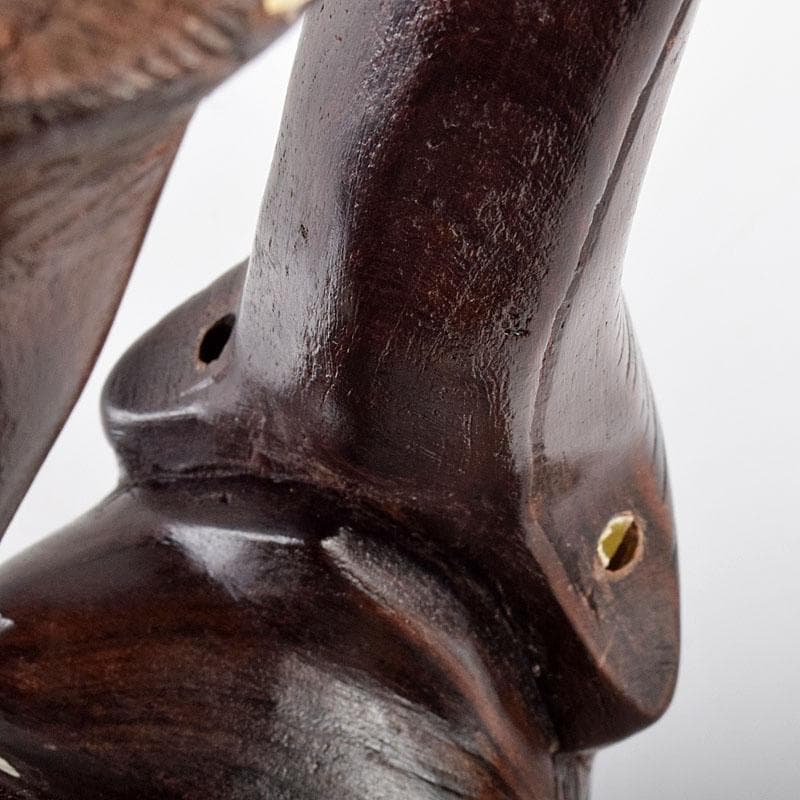 中国　唐木紫壇製　獣骨象嵌装飾　インド象　置物　V　R4905B