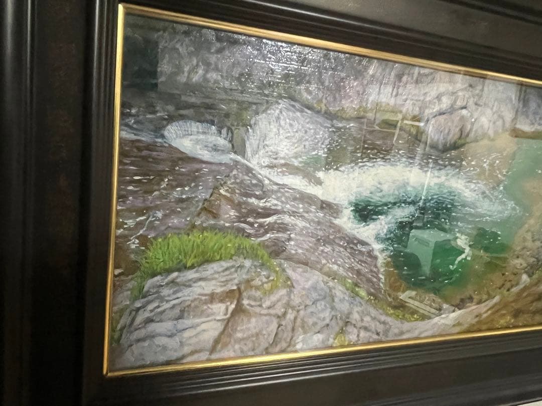 評価額115万円　岩澤誠一「秋保渓谷」　変10号　テンペラ・油彩　平成16年作