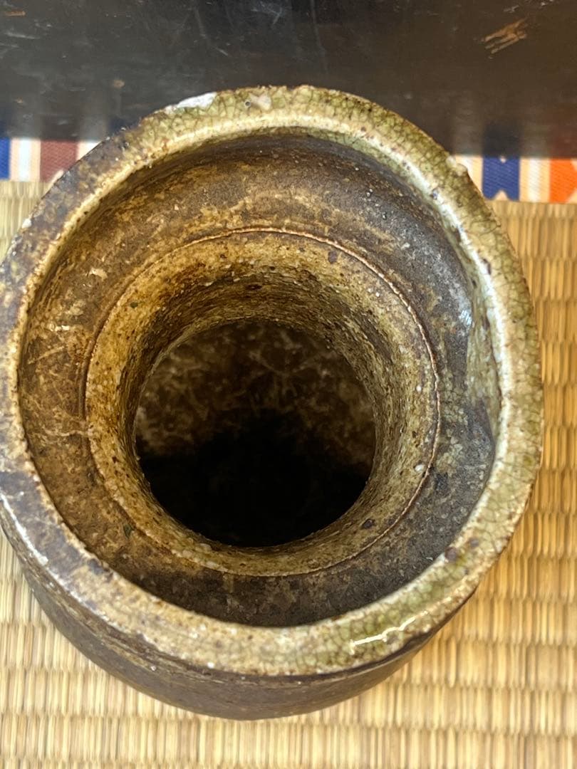 ［珍品］￼伊賀焼、江戸期、自然柚、耳付き花瓶　送料込み