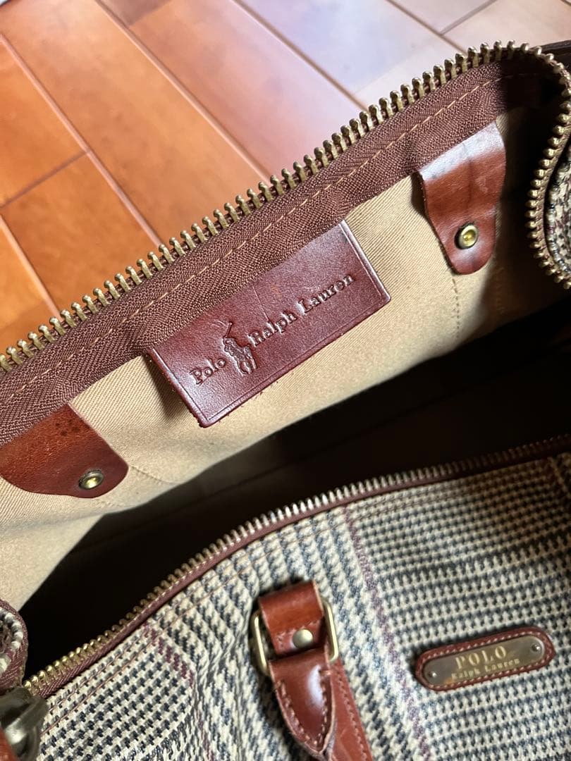 ラルフローレン　ボストンバッグ　2way　斜め掛け　鍵付き　千鳥格子