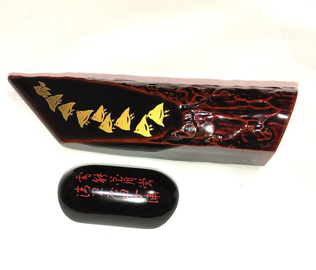 茶道具　玄々斎好　溜塗千鳥蒔絵舟香合　蜑小舟香合　美品　安値特売　値下ご容赦！！