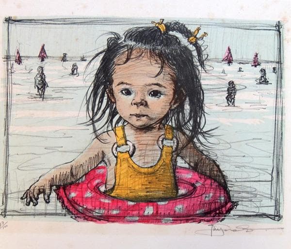 ●小澤清人４枚●プチブロン・浮き輪の女の子・ザクロ・樹木　小沢清人