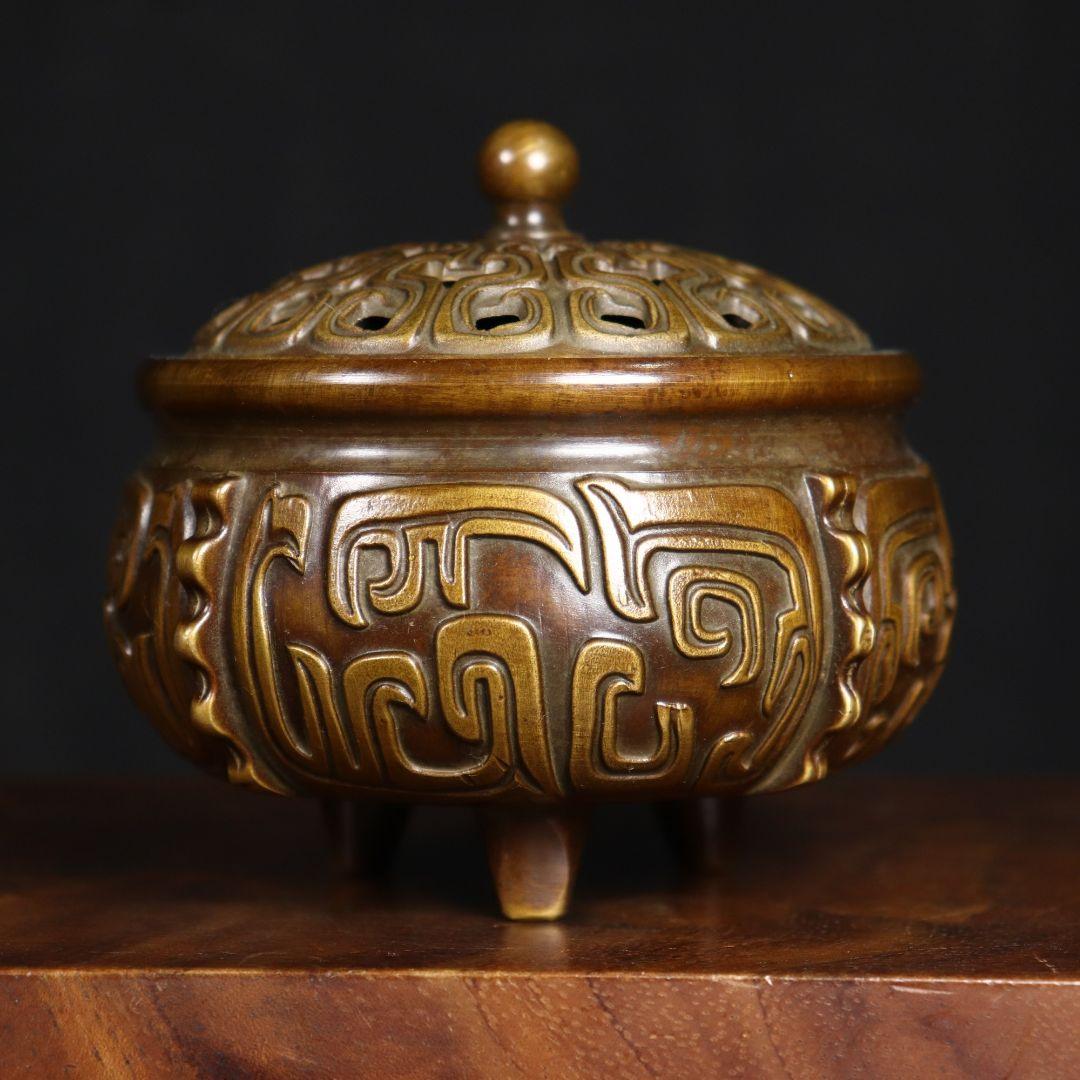 三足龍紋香炉 焼香香炉 茶道香炉 仏具 銅製品 装飾品 工芸品 置物