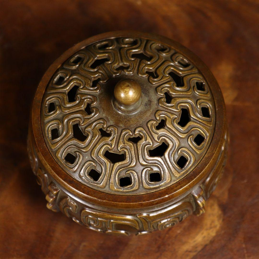 三足龍紋香炉 焼香香炉 茶道香炉 仏具 銅製品 装飾品 工芸品 置物