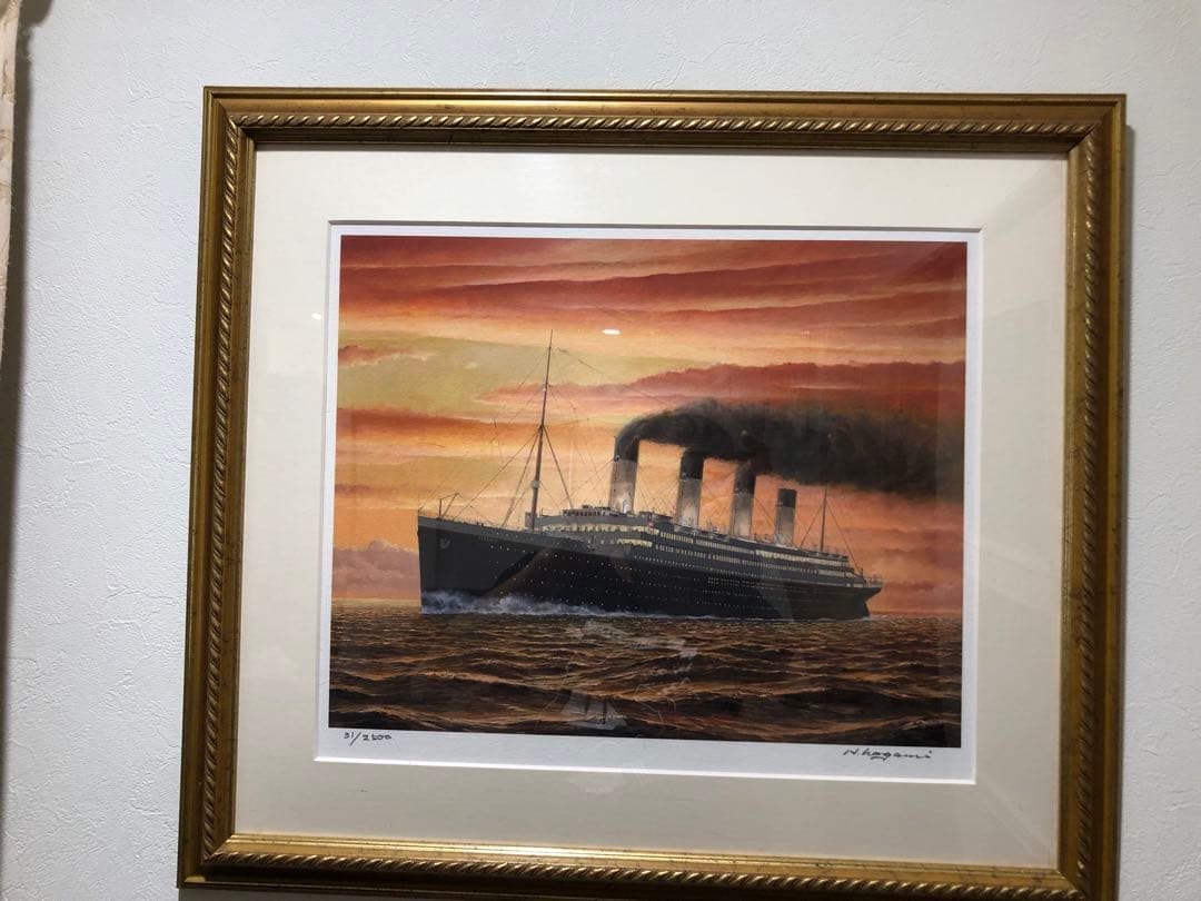 鑑定団　タイタニック号　夕景　絵画　リトグラフ　版画　初期刷り　野上隼夫