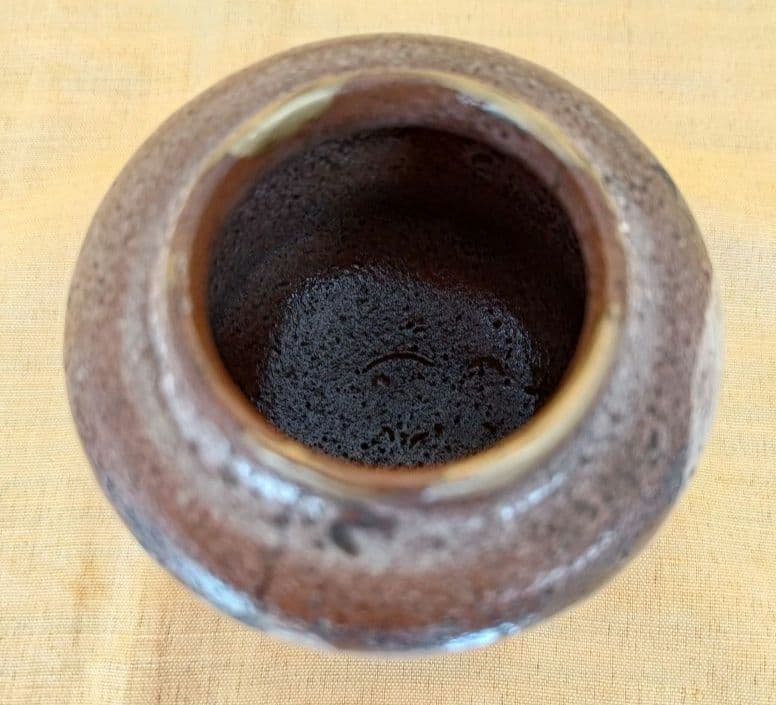 絵瀬戸肩衝胴締茶入 二重蔓牡丹唐草金補修済 茶道具 古瀬戸茶入 桐箱入