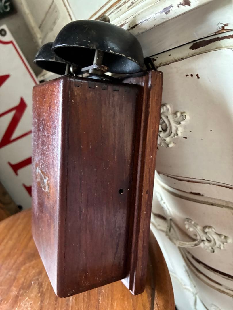 フランス　アンティーク　壁掛け式　電話機用　ベル　木製　呼び鈴　Bell 2個