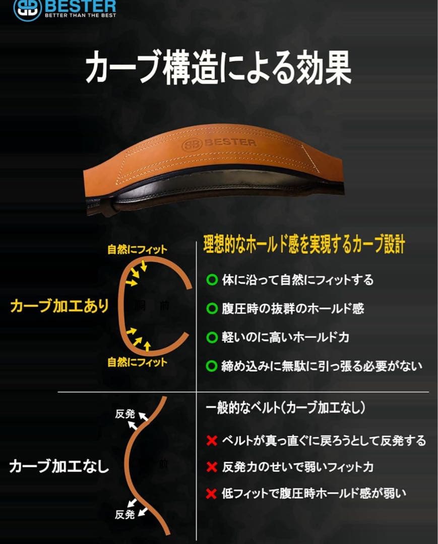 Bester レザー パワーベルト ブラウン