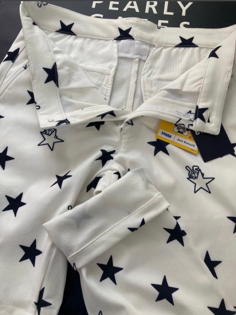 新品 パーリーゲイツ ジャックバニー ドラえもん ストレッチ裏起毛パンツ5 L白