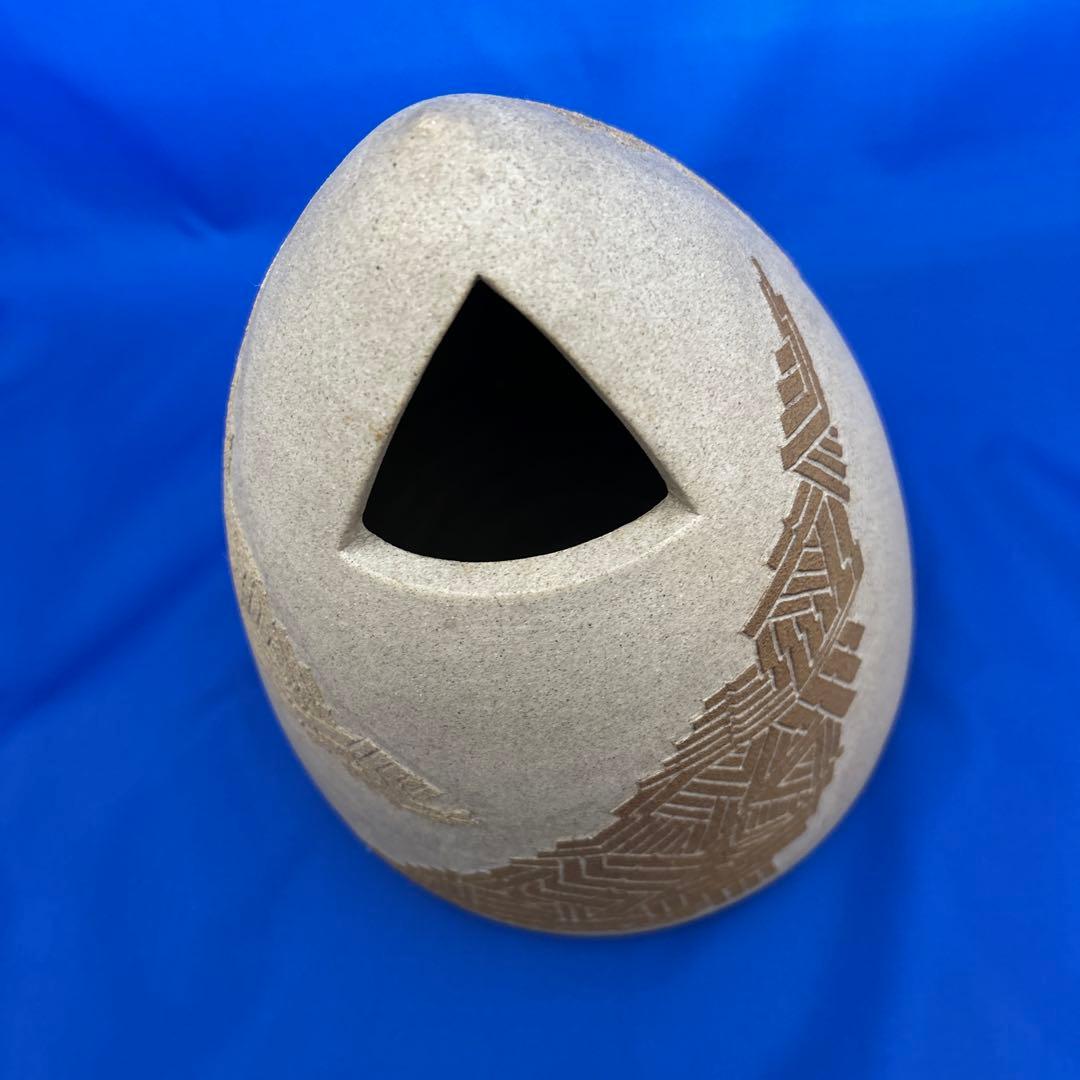 作家作品 幾何学模様の三角形陶器