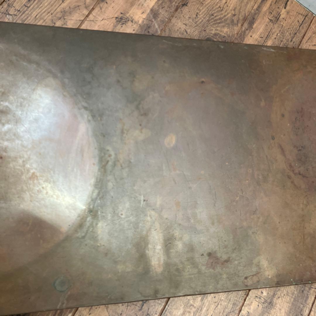 銅板台座 飾り台 古道具 高台プレート アンティーク飾り棚 長方形 ビンテージ