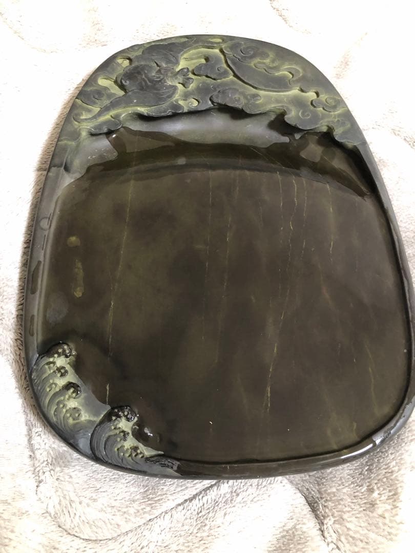 端溪硯 雲蝠文 老坑 水巖 大西洞 金綫 青花 書道用品 端渓硯 骨董