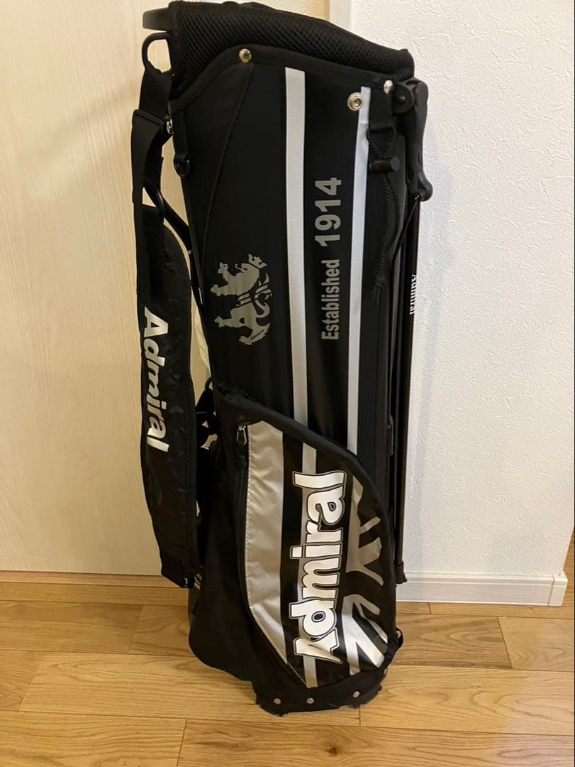 Admiral ゴルフバッグ スタンド付き 黒/シルバー