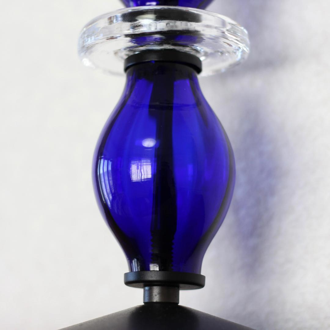 【美品・刻印】エリックホグラン　キャンドルスタンド オニオン型2段　ブルー 01