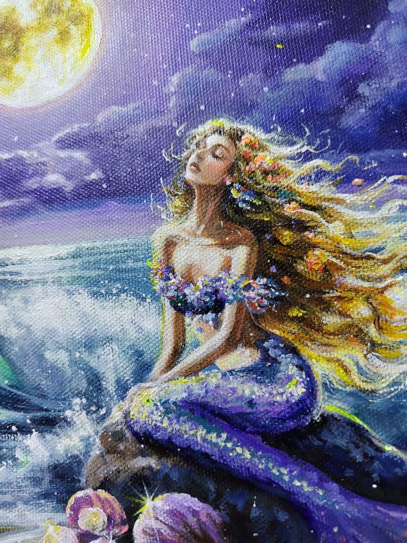 m*n様 【月光を浴びて】アクリル画 F3 風景画 絵画