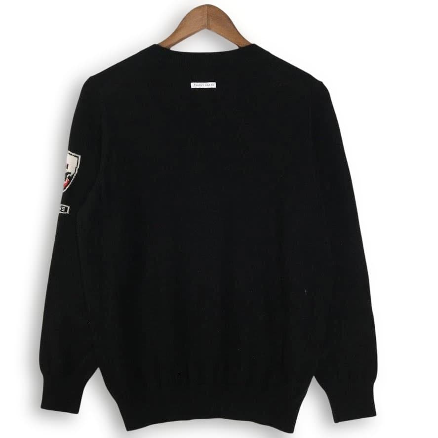 パーリーゲイツ カシミヤ100％ クルーネックニット サイズ4 黒 ワッペンロゴ