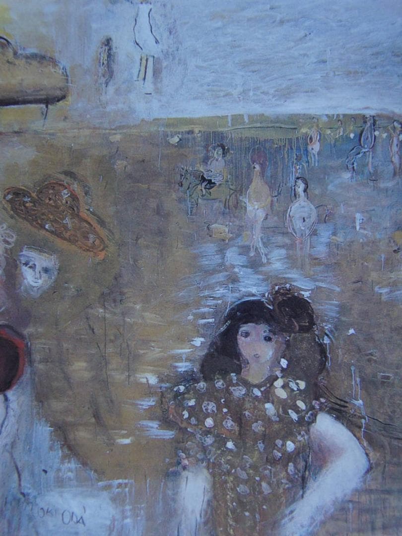 織田廣喜、【森の音楽会】、希少な額装用画集より、新品額装付