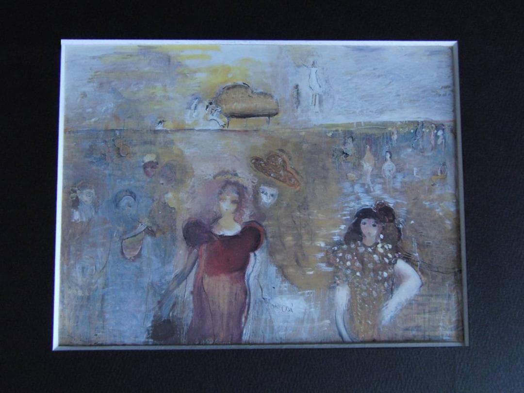 織田廣喜、【森の音楽会】、希少な額装用画集より、新品額装付